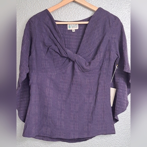 NWT Studio SKB Purple Textured Top   Size XS - Picture 10 of 13